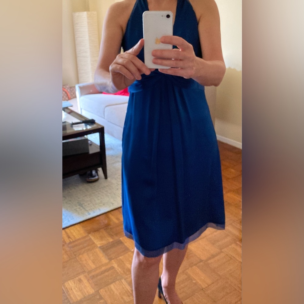 Ink Blue Silk Satin Dress